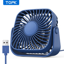 Load image into Gallery viewer, TOPK 4Inch USB Mini Portable Fan for Camping,3 Speeds Quiet Desk Table Personal Fan,360°Adjustment Standing Fans for Room Home