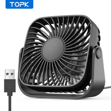 Load image into Gallery viewer, TOPK 4Inch USB Mini Portable Fan for Camping,3 Speeds Quiet Desk Table Personal Fan,360°Adjustment Standing Fans for Room Home