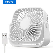 Load image into Gallery viewer, TOPK 4Inch USB Mini Portable Fan for Camping,3 Speeds Quiet Desk Table Personal Fan,360°Adjustment Standing Fans for Room Home