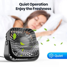 Load image into Gallery viewer, TOPK 4Inch USB Mini Portable Fan for Camping,3 Speeds Quiet Desk Table Personal Fan,360°Adjustment Standing Fans for Room Home