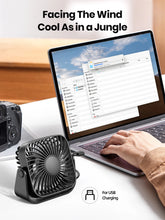 Load image into Gallery viewer, TOPK 4Inch USB Mini Portable Fan for Camping,3 Speeds Quiet Desk Table Personal Fan,360°Adjustment Standing Fans for Room Home