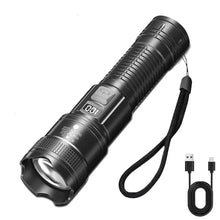Load image into Gallery viewer, High Strong Power Led Flashlights 300000LM Tactical Torch with Display Light USB Charging Camping Fishing Defensa Zoom Lantern