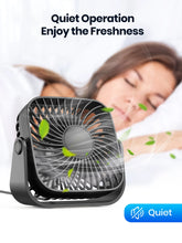 Load image into Gallery viewer, TOPK 4Inch USB Mini Portable Fan for Camping,3 Speeds Quiet Desk Table Personal Fan,360°Adjustment Standing Fans for Room Home