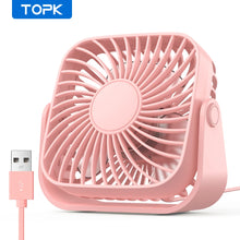 Load image into Gallery viewer, TOPK 4Inch USB Mini Portable Fan for Camping,3 Speeds Quiet Desk Table Personal Fan,360°Adjustment Standing Fans for Room Home